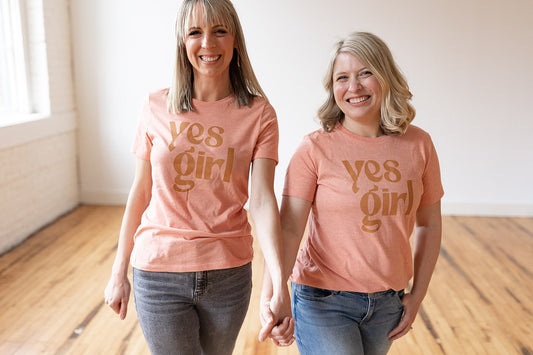 pink yes girl soft graphic tee for female entrepreneurs