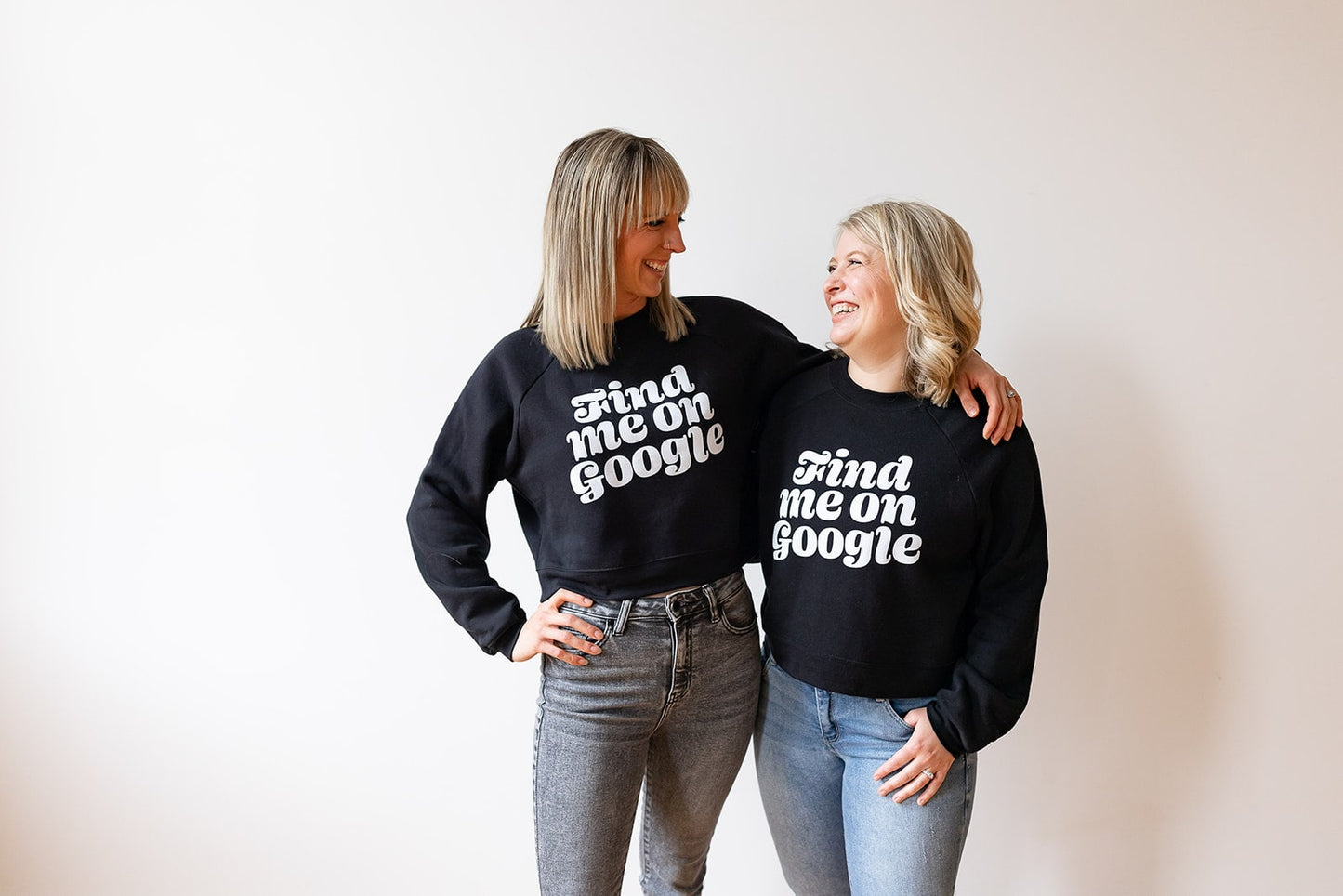 find me on google black cropped sweatshirt apparel for entrepreneurs
