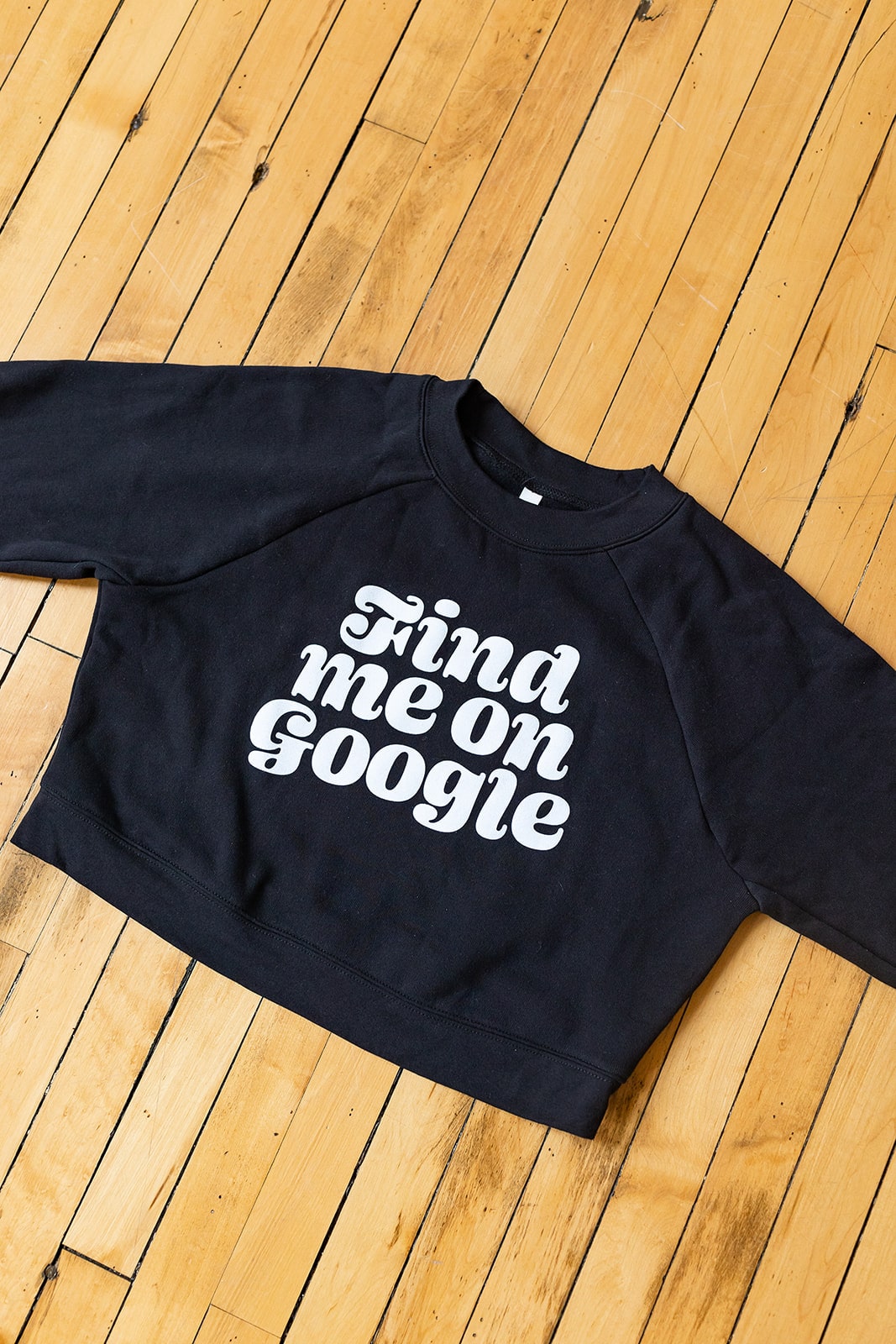 find me on google black cropped sweatshirt apparel for entrepreneurs