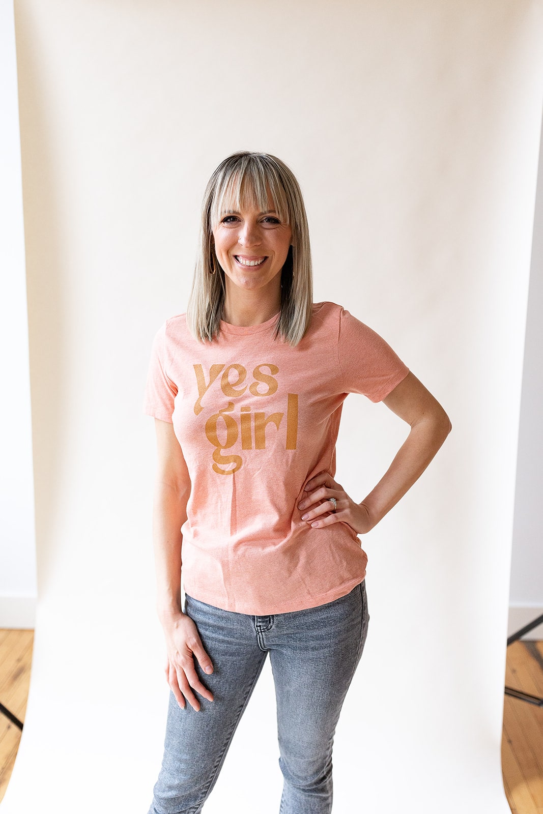 pink yes girl soft graphic tee for female entrepreneurs