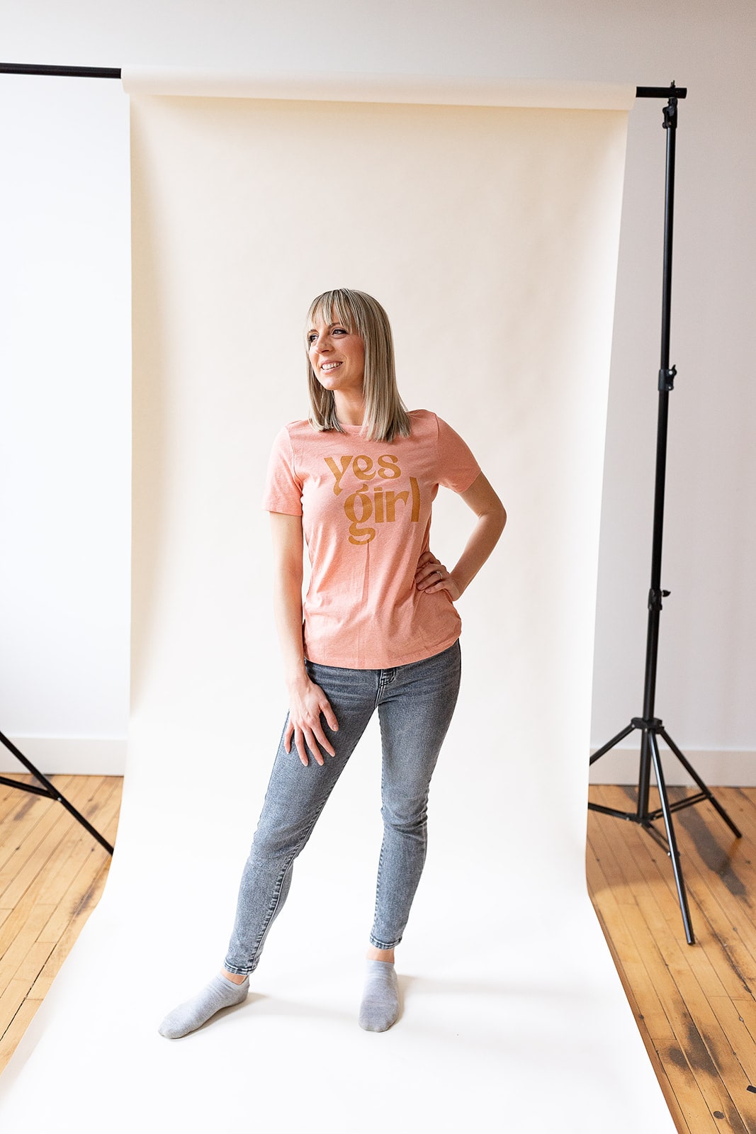 pink yes girl soft graphic tee for female entrepreneurs