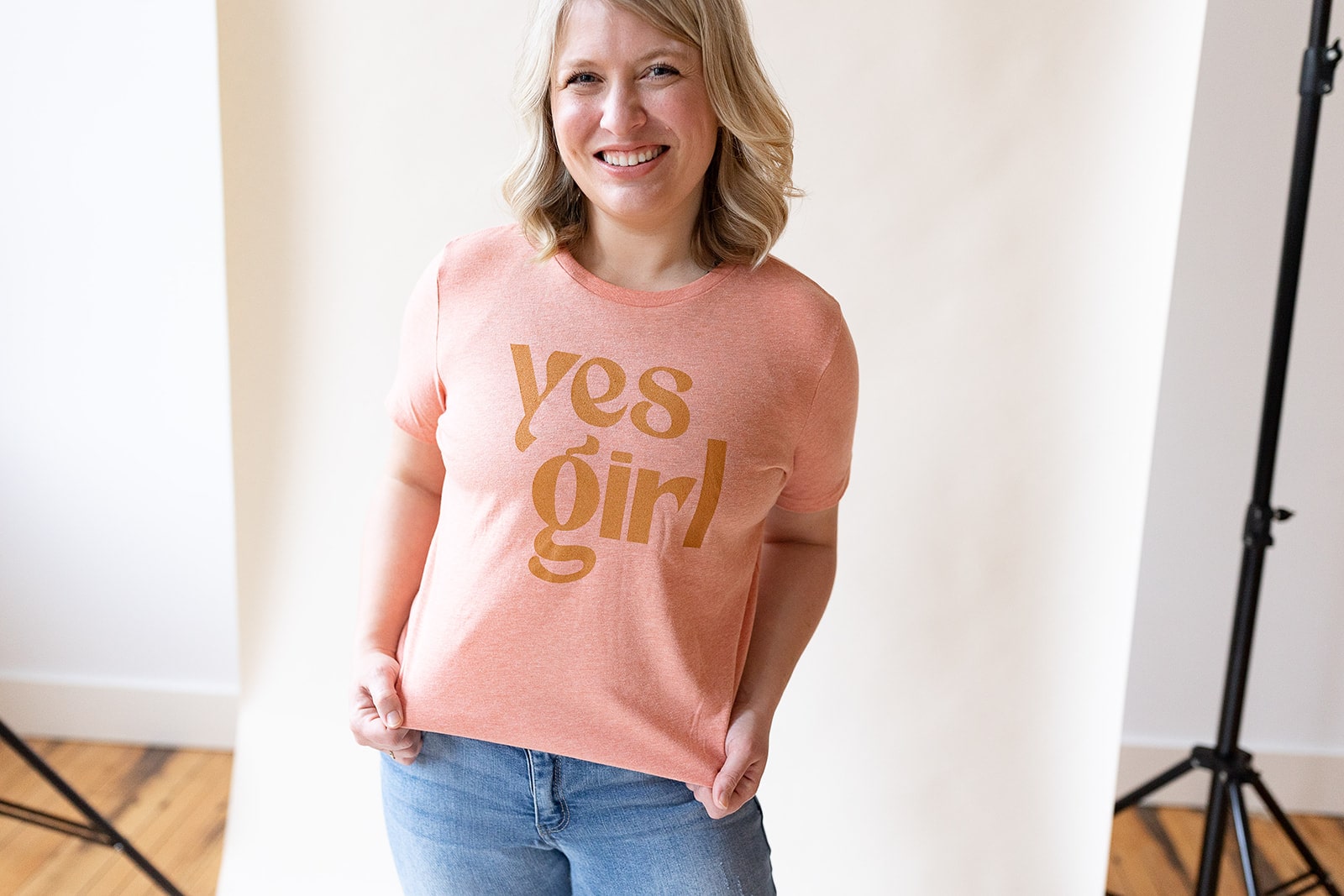 pink yes girl soft graphic tee for female entrepreneurs